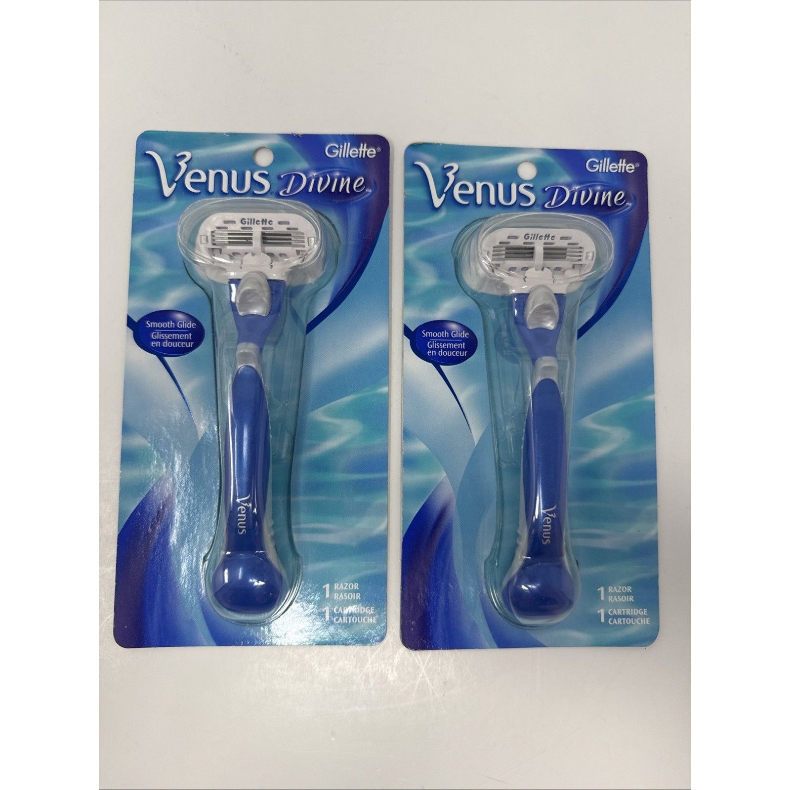 2x Gillette Venus Divine Razor Shaver New Nos 2003 Blue Lot Of 2
